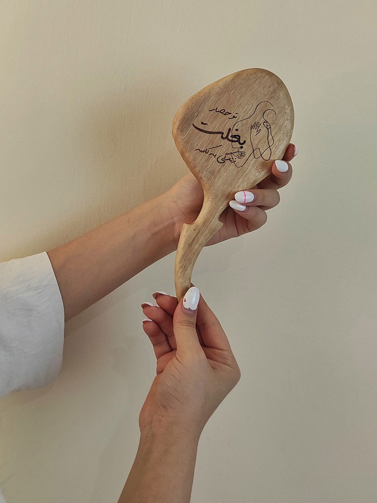 آینه دستی چوبی طرح رستا