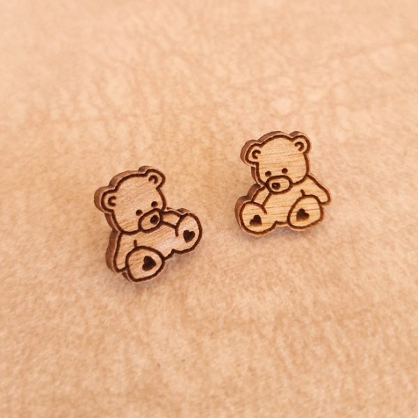 گوشواره چوبی طرح خرس عروسکی