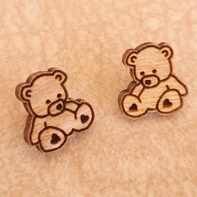 گوشواره چوبی طرح خرس عروسکی