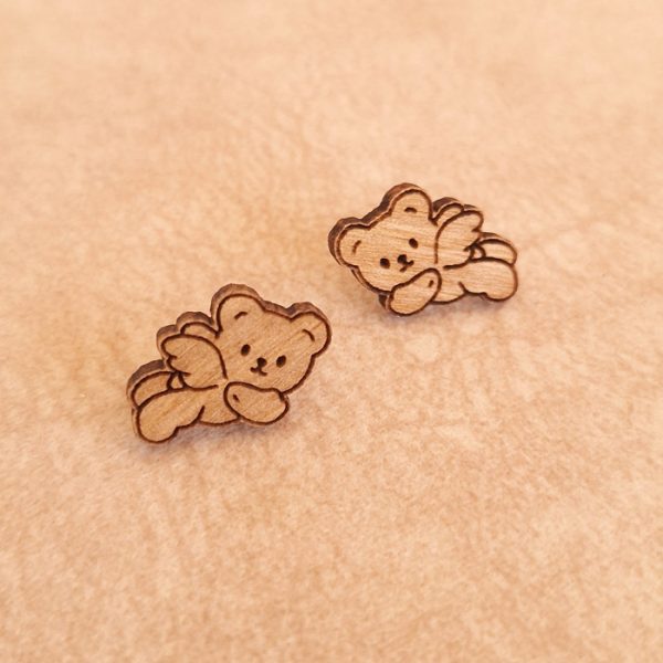 گوشواره چوبی طرح خرس پرنده