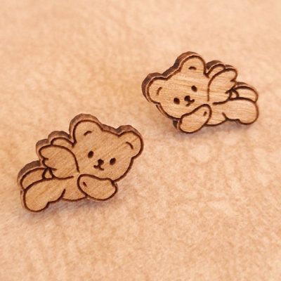 گوشواره چوبی طرح خرس پرنده