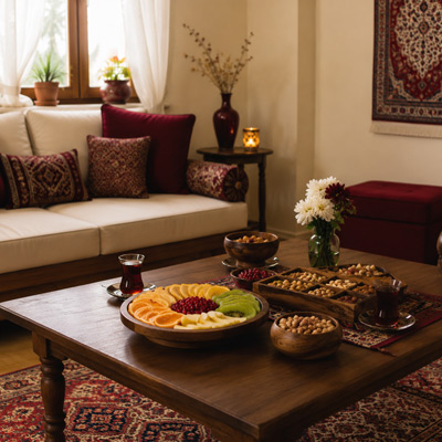 چیدمان میز با ظروف چوبی